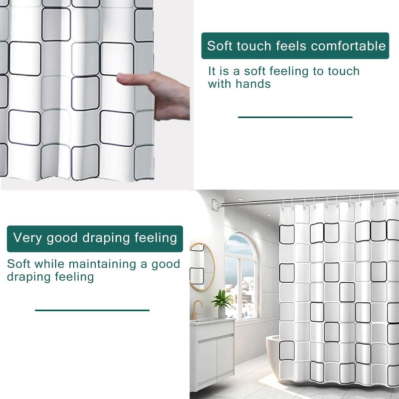 jssablo Shower Curtain Liner, Big Square Waterproof PEVA Shower Curtains with 3 Duty Heavy Bottom Magnets and 12 Rust Proof Grommets, 72x72 Weighted Shower Liner for Shower Stall, Bathtubs - Image 5